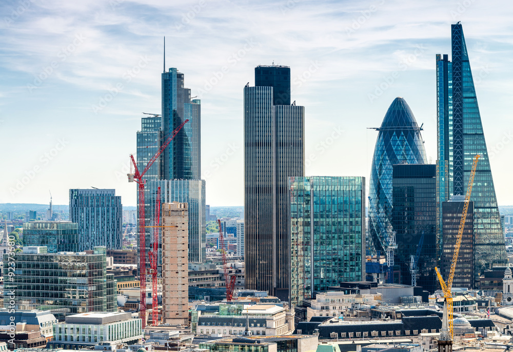 Fototapeta premium City financial district at sunset