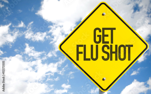 Get Flu Shot sign with sky background