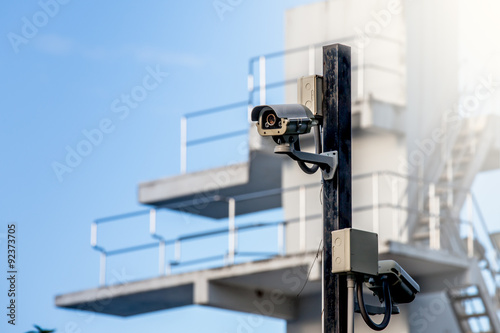 Security Camera on diving board background