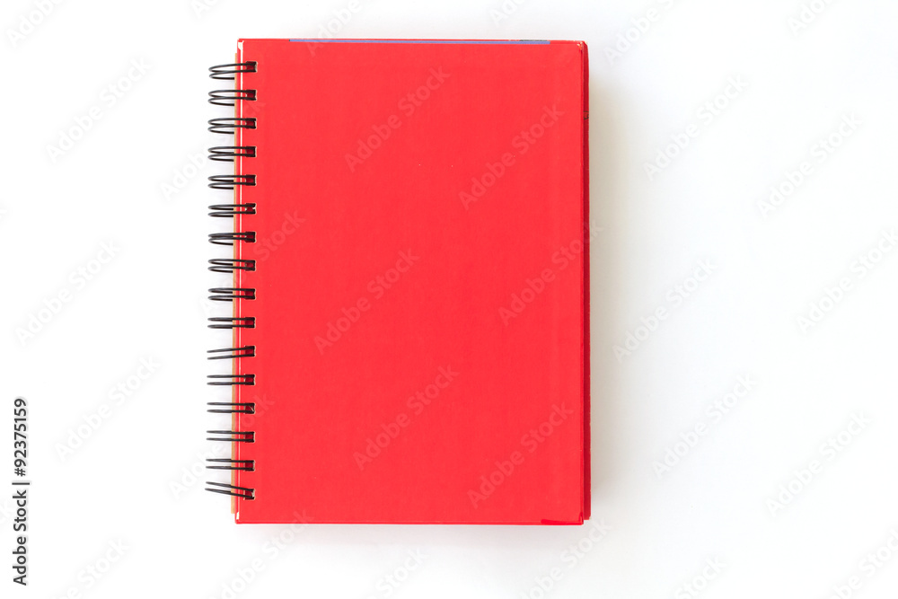 spiral red notebook on white background spiral red notebook on white background