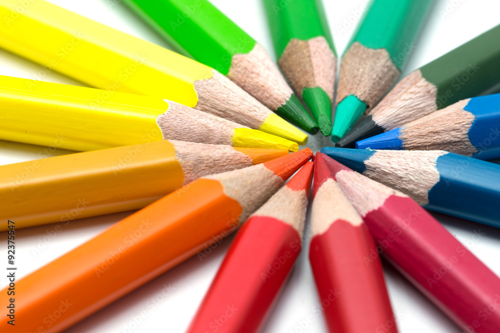 Colour pencils on white background Colour pencils on white background