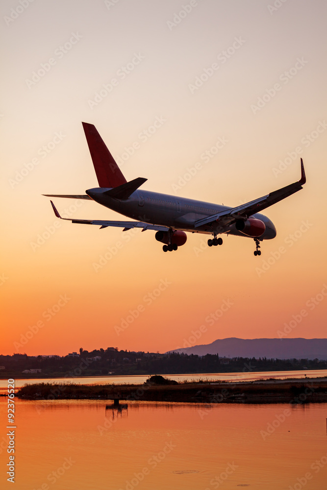 Landing of airplane, Corfu Landing of airplane, Corfu