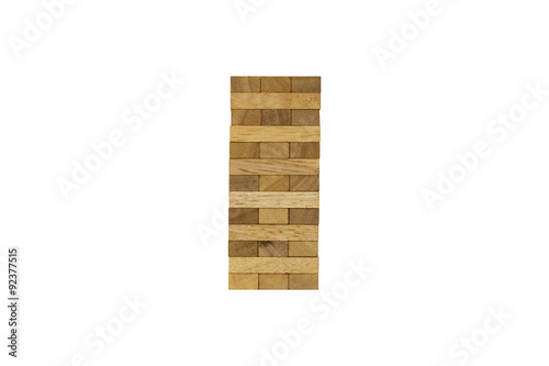Isolated jenga wood block on white background