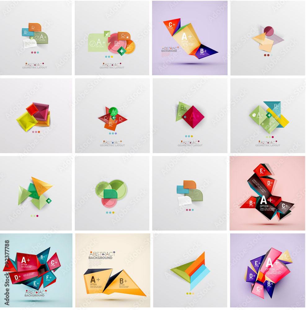Fototapeta premium Set of abstract geometric infographic banner templates
