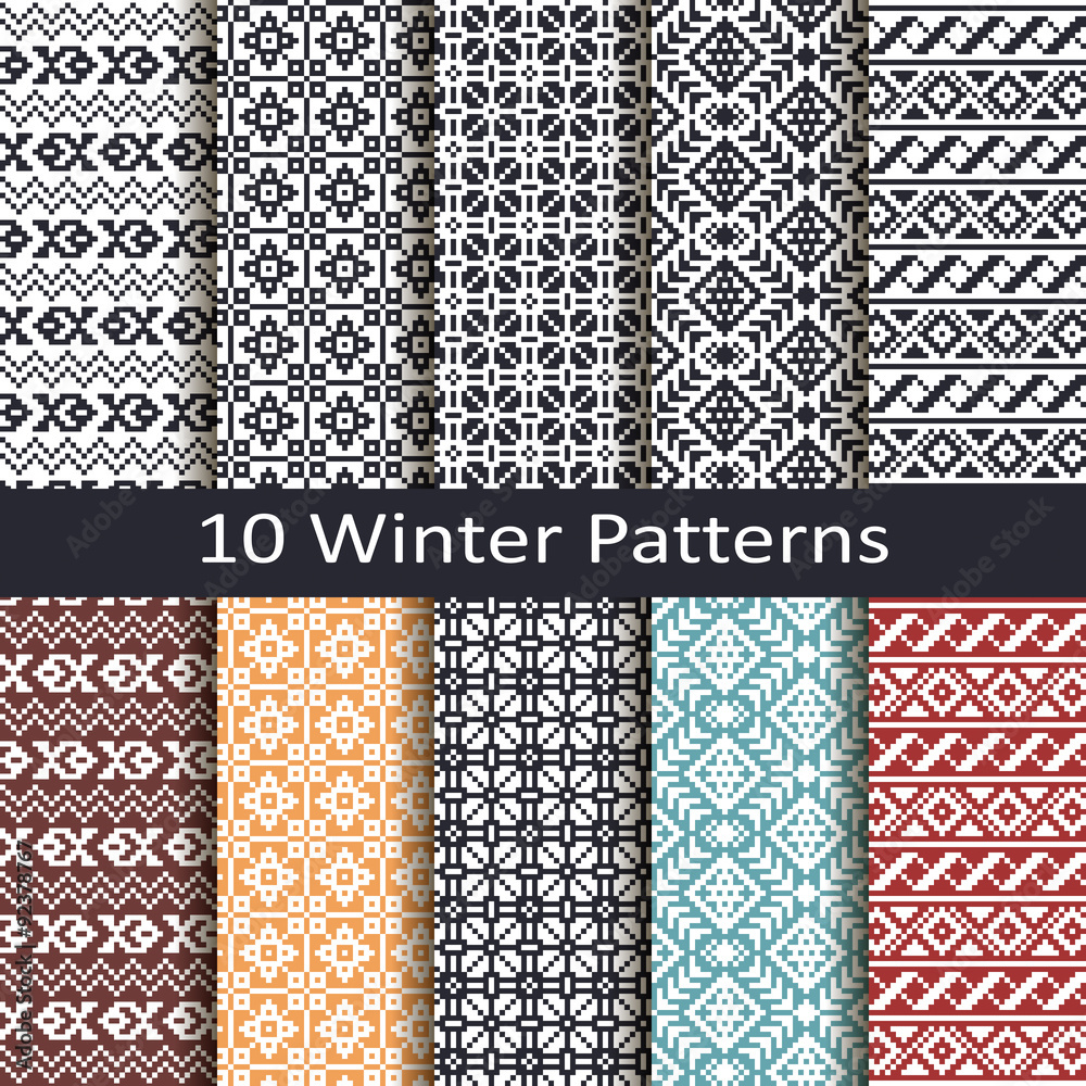 set of ten winter patterns