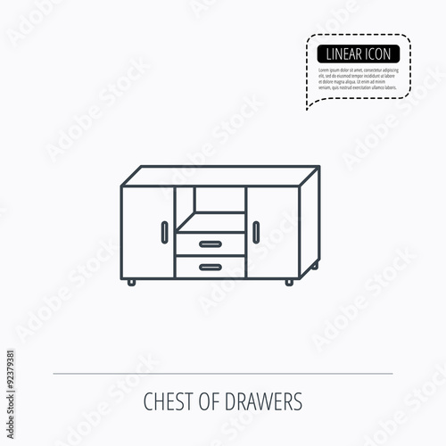 Chest of drawers icon. Interior commode sign.