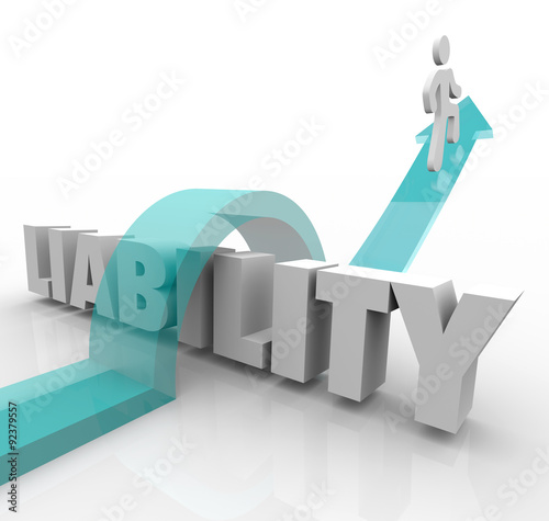 фотографія Liability 3d Word Arrow Jumping Over Trouble Legal Responsibilit