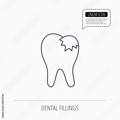 Dental fillings icon. Tooth restoration sign.