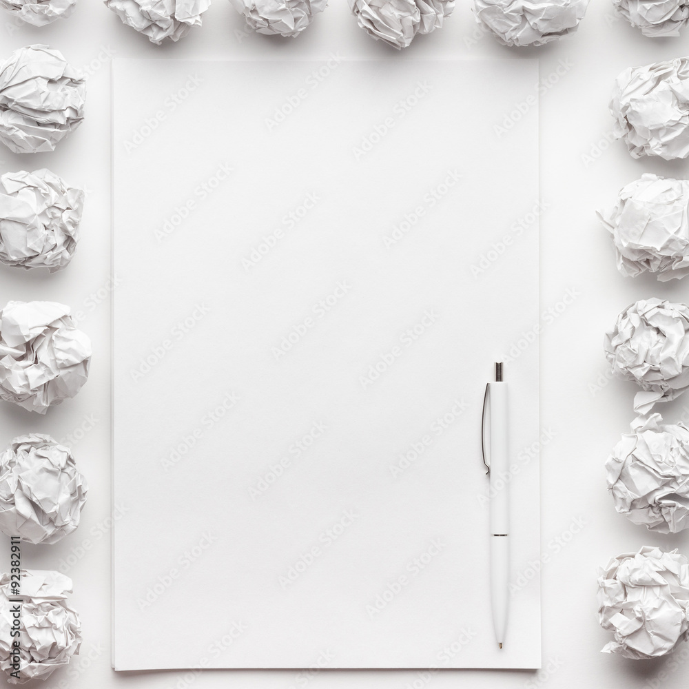 blank sheet of paper and pen creative process concept blank sheet of paper and pen creative process concept