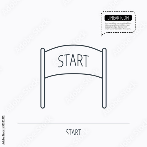 Start banner icon. Marathon checkpoint sign.