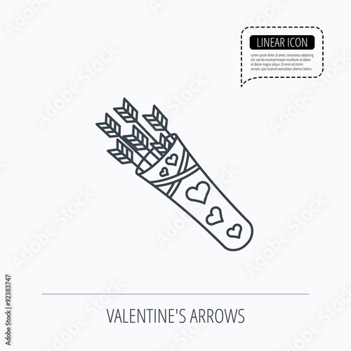 Cupid arrows icon. Love weapon sign.