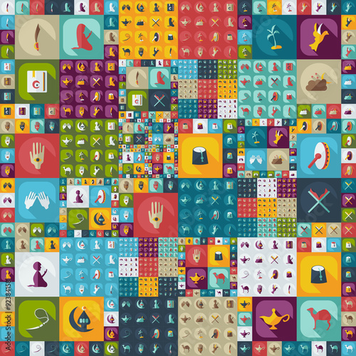 Flat concept, set modern design with shadow Arab icon