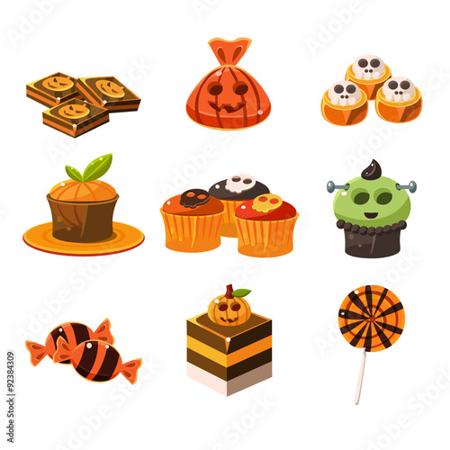 Colorful Halloween Sweets Vector Illustration