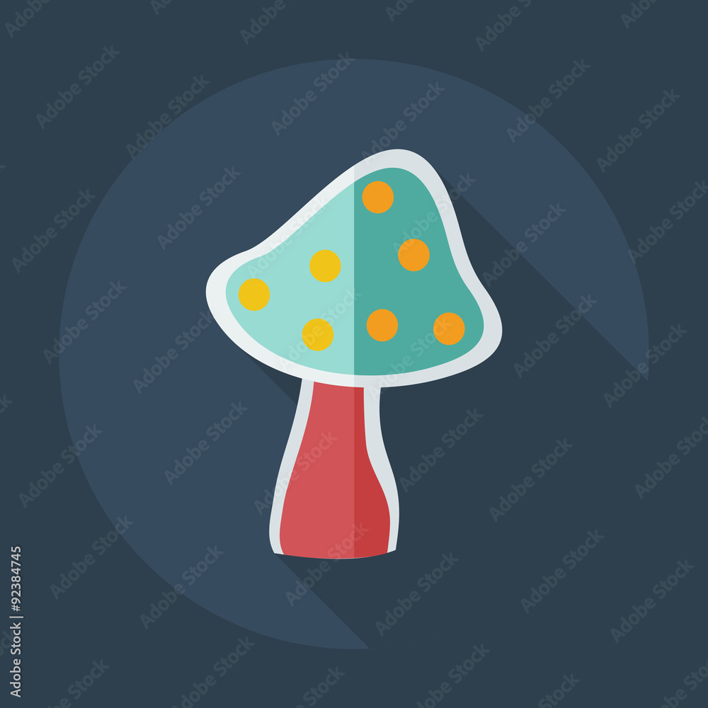 Flat modern design with shadow icons mushroom Flat modern design with shadow icons mushroom