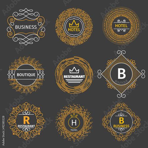 Vector vintage logos for hotel, restaurant, business or boutique
