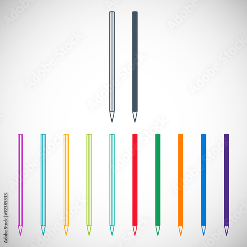 set pencils icons in the style flat design isolated on gray background. stock vector illustration eps10