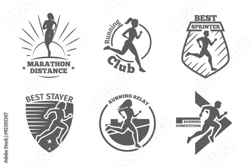 Vintage running club vector labels and emblems