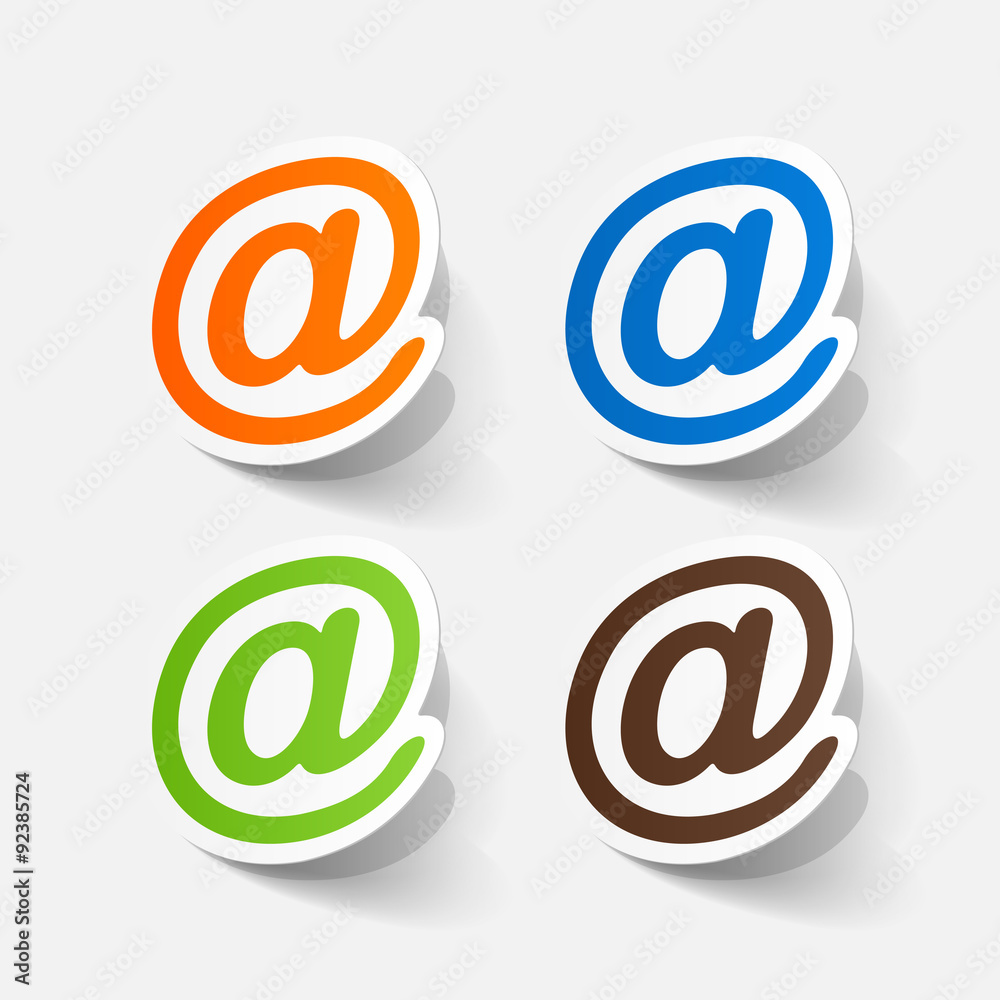 Realistic paper sticker: e mail sign Realistic paper sticker: e mail sign