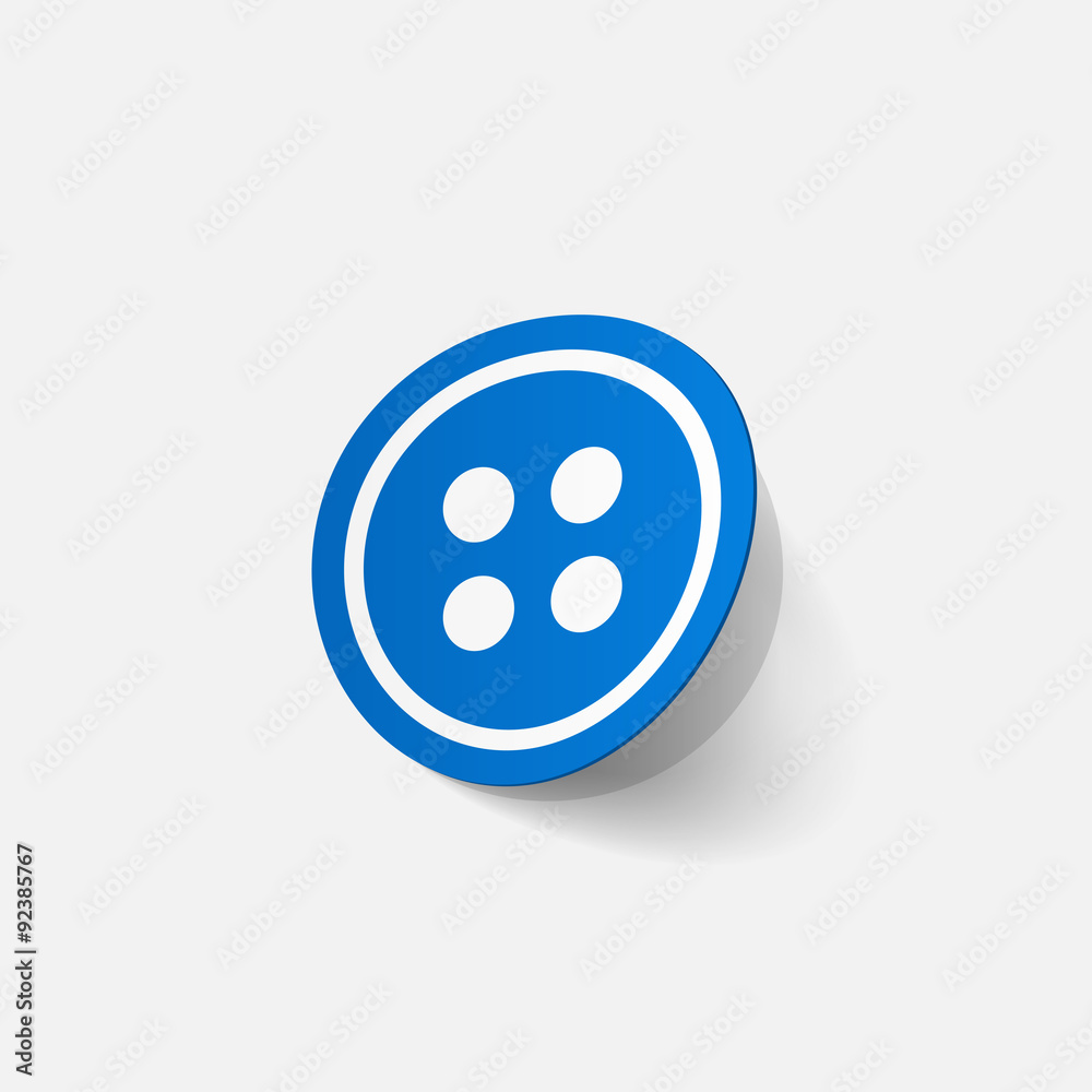 Realistic paper sticker: sewing Button Realistic paper sticker: sewing Button