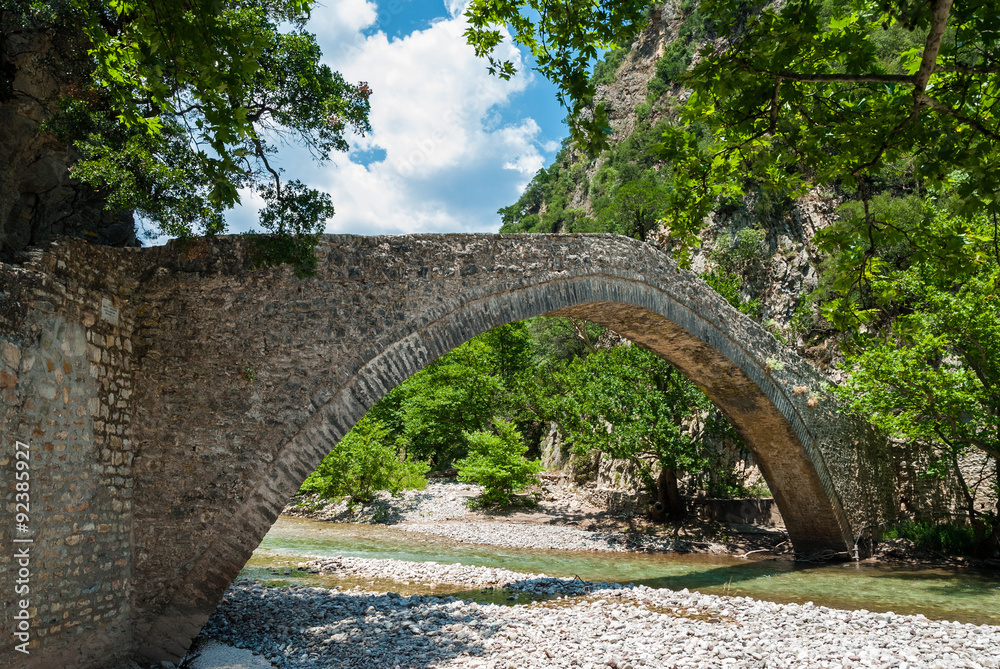 The old stone bridge of Viniani in Evrytania, Greece