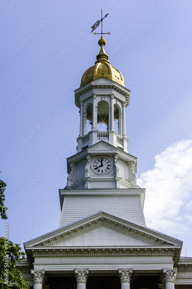 copper covered cupola with clock on courthouse