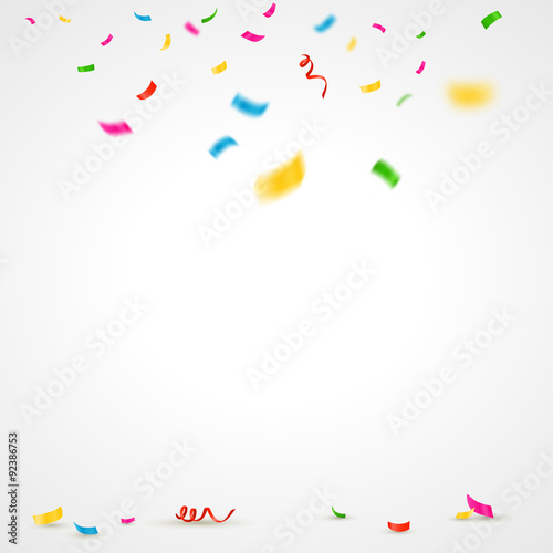 Colorful confetti background with place for text. Vector illustration