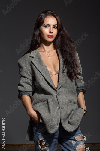 sexy girl model in jacket