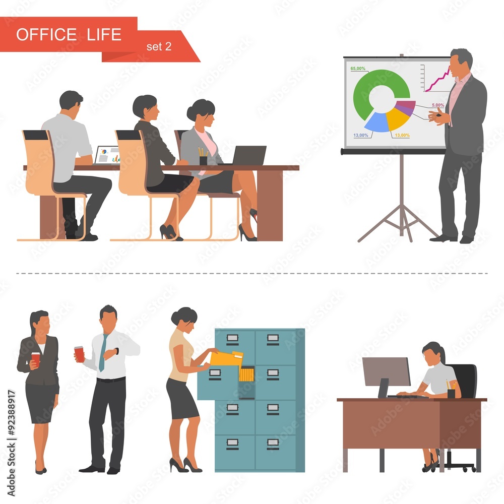 Flat design of business people and office workers. Vector Flat design of business people and office workers. Vector