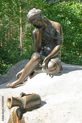 ST. PETERSBURG, TSARSKOYE SELO, RUSSIA - JUNE 26, 2008: The Catherine Park Sculpture. Fountain Girl with broken jug