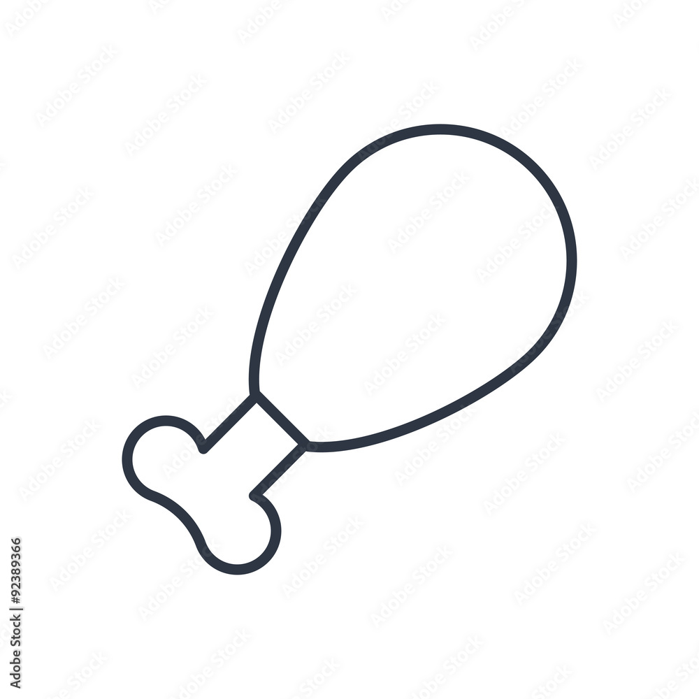Vector chicken leg outline icon. Food symbol Vector chicken leg outline icon. Food symbol