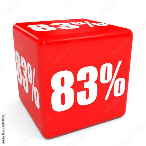 3D red sale cube. 83 percent discount.