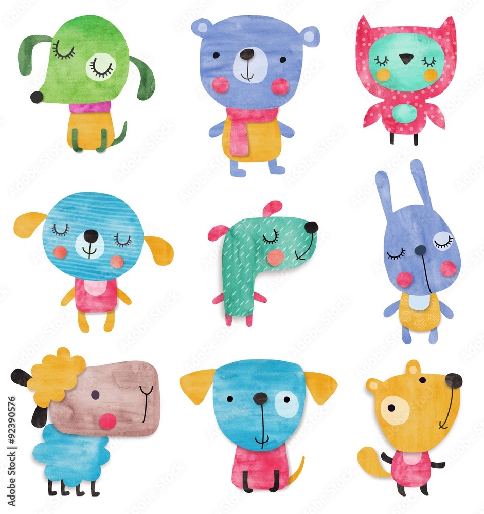 Set of pets. Watercolors Set of pets. Watercolors