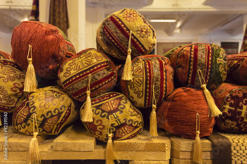Arabian cushions in a shop of african objects