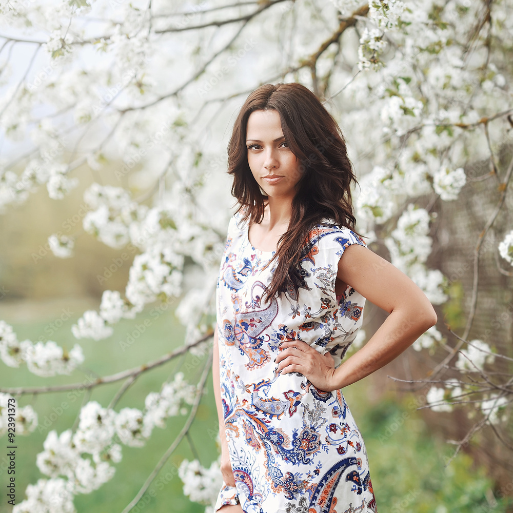Portrait of beautiful, sexy woman outdoors in spring Portrait of beautiful, sexy woman outdoors in spring