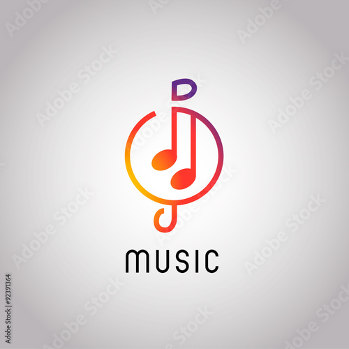 Abstract music, note icon logo design in modern style. Vectoe EP