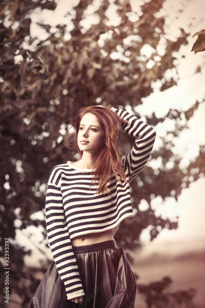 girl in striped sweater girl in striped sweater