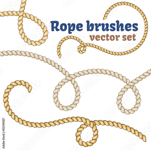 Rope brushes set. Realistic vector design. photo