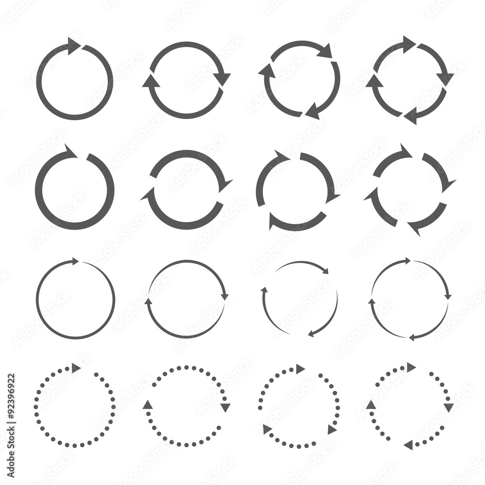 Set of grey circle vector arrows Set of grey circle vector arrows