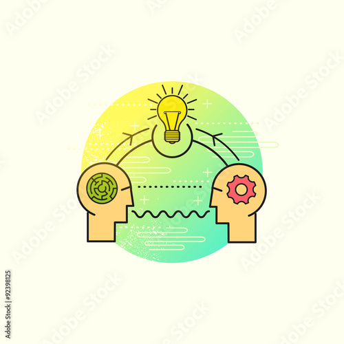 Business Problem Solving Vector. two people working together to solve a problem. Vector illustration.