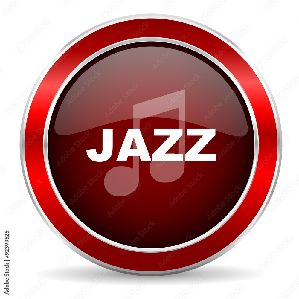 jazz music red circle glossy web icon, round button with metallic border jazz music red circle glossy web icon, round button with metallic border