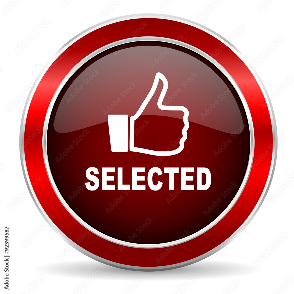 selected red circle glossy web icon, round button with metallic border selected red circle glossy web icon, round button with metallic border