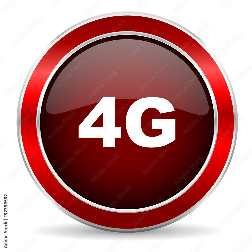 4g red circle glossy web icon, round button with metallic border 4g red circle glossy web icon, round button with metallic border