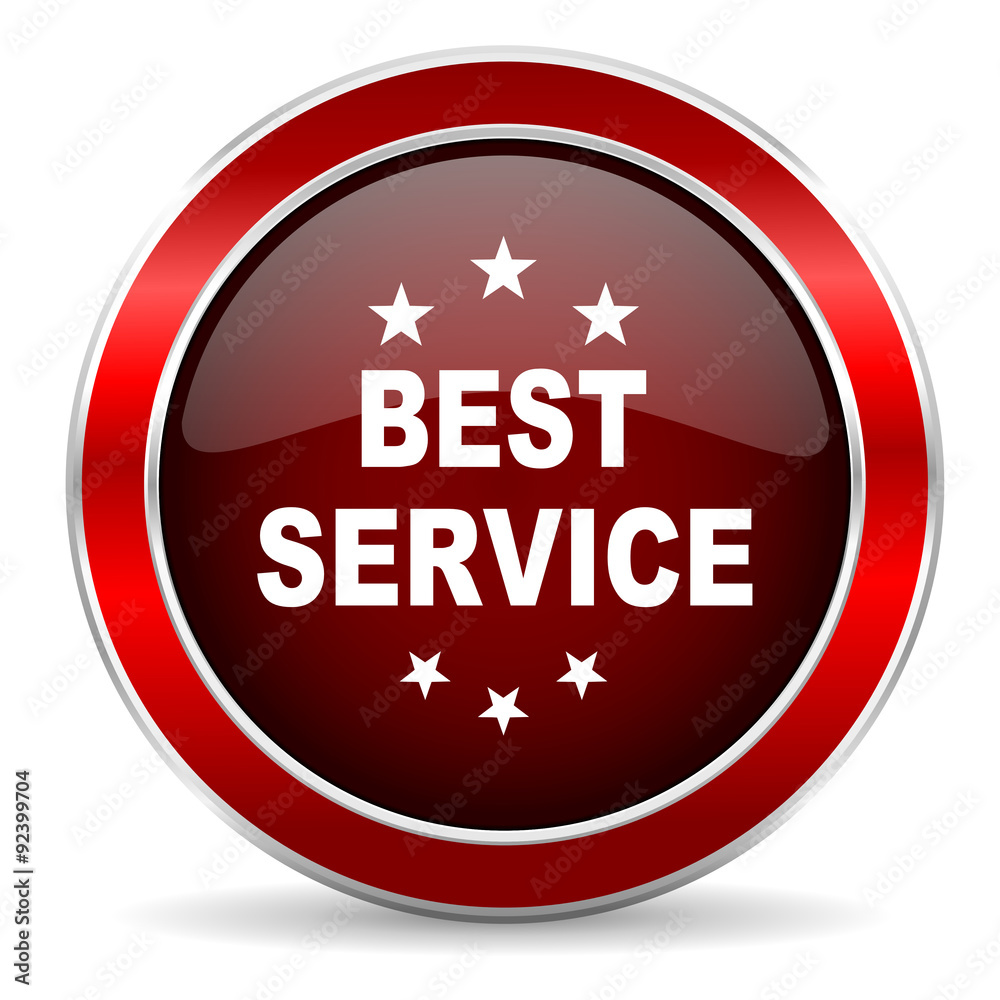 best service red circle glossy web icon, round button with metallic border best service red circle glossy web icon, round button with metallic border