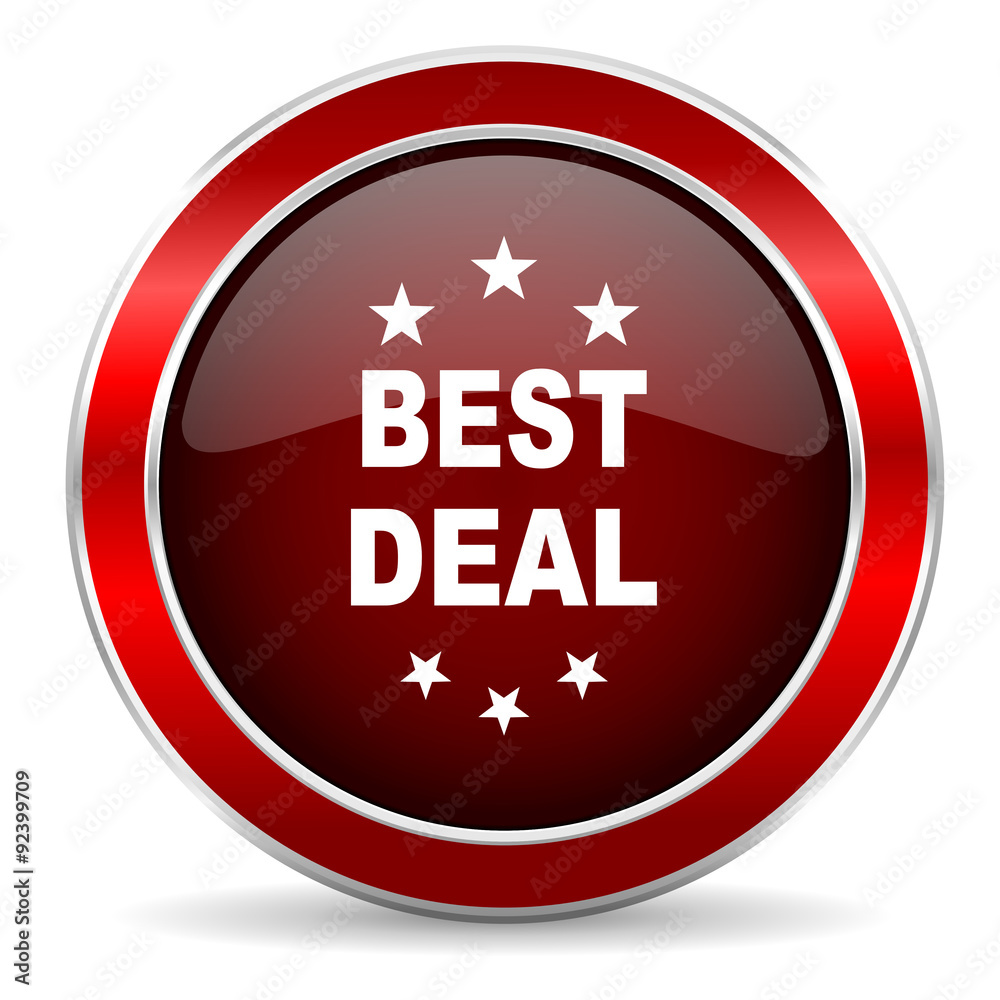 best deal red circle glossy web icon, round button with metallic border best deal red circle glossy web icon, round button with metallic border