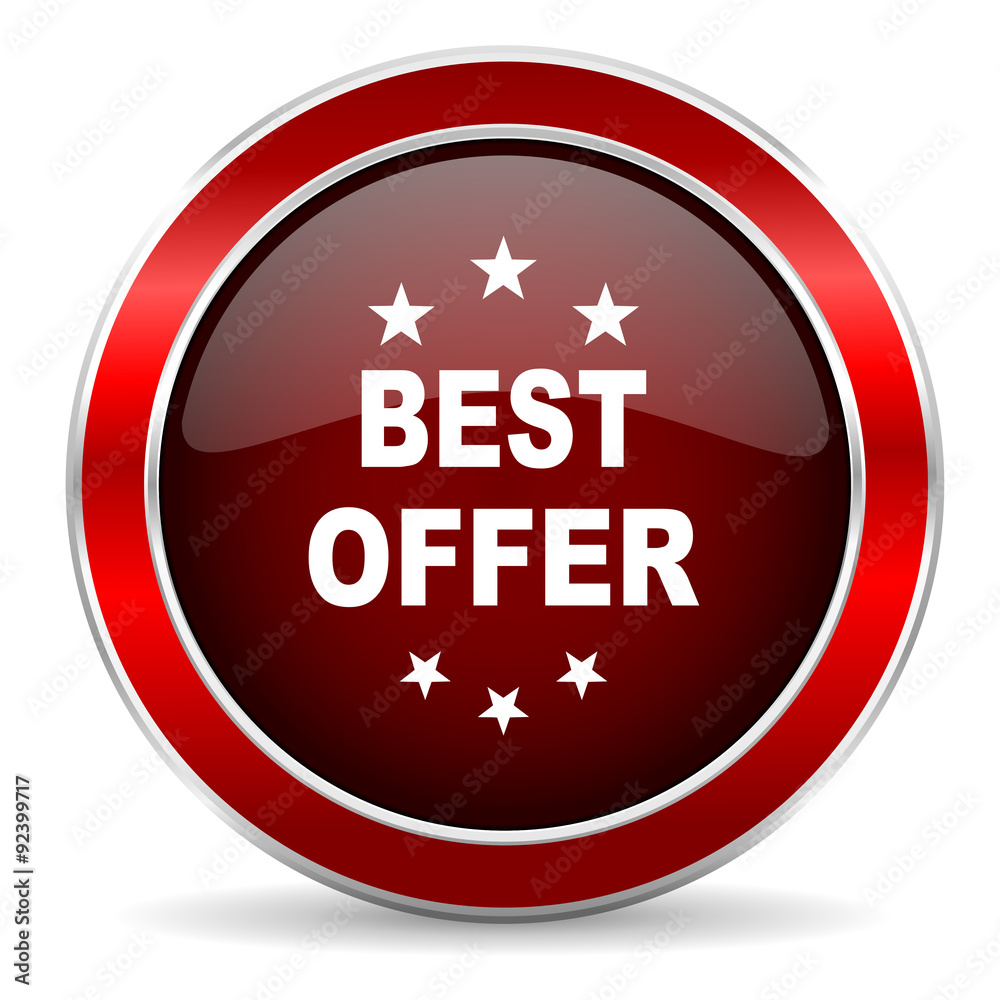 best offer red circle glossy web icon, round button with metallic border best offer red circle glossy web icon, round button with metallic border