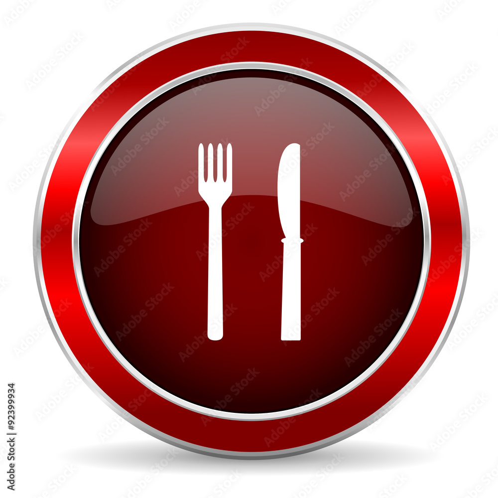 eat red circle glossy web icon, round button with metallic border eat red circle glossy web icon, round button with metallic border