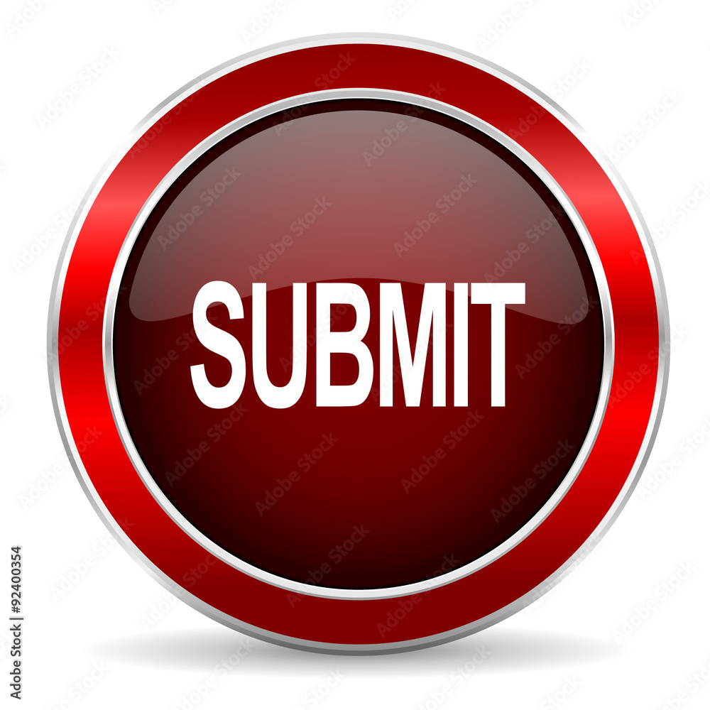 submit red circle glossy web icon, round button with metallic border submit red circle glossy web icon, round button with metallic border