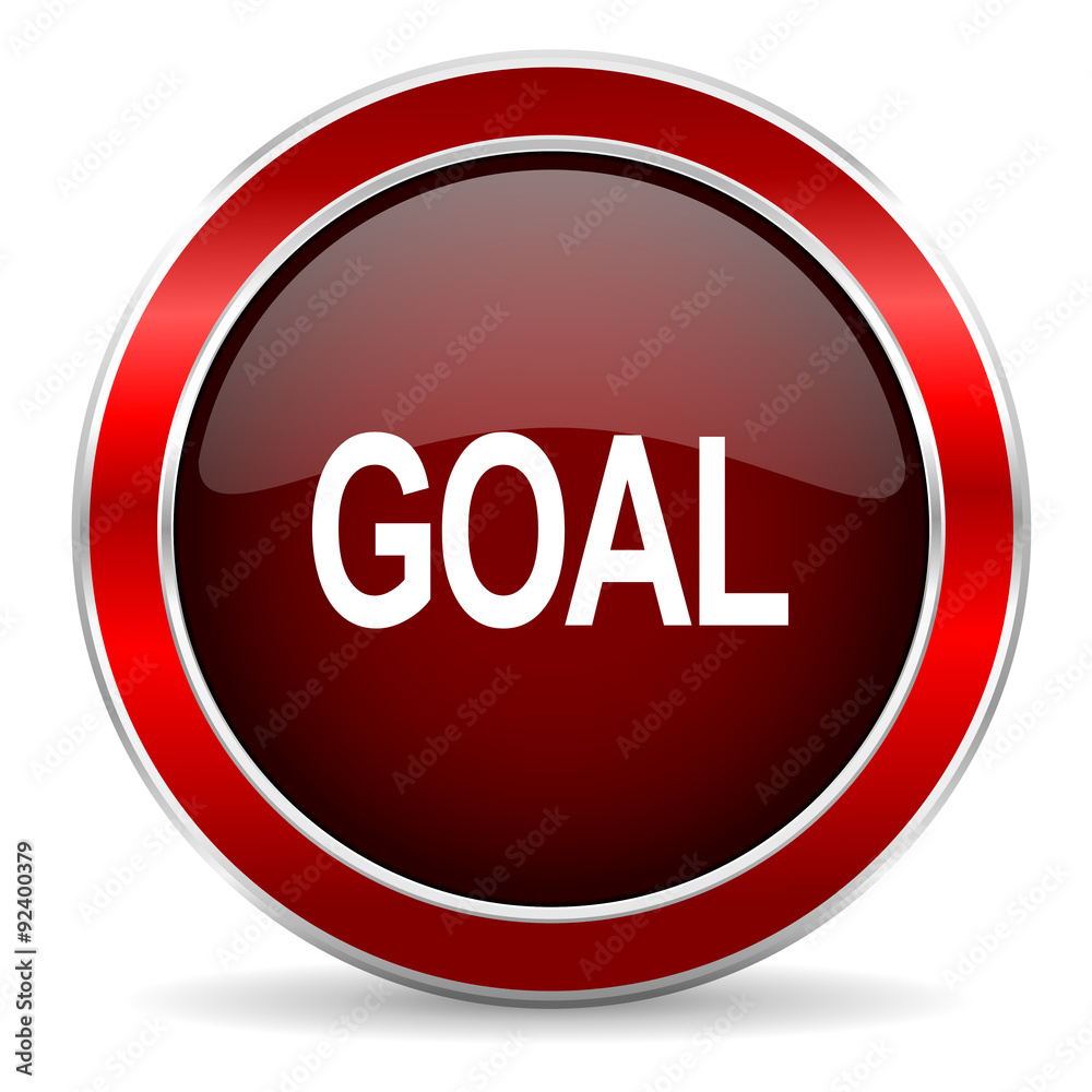 goal red circle glossy web icon, round button with metallic border goal red circle glossy web icon, round button with metallic border