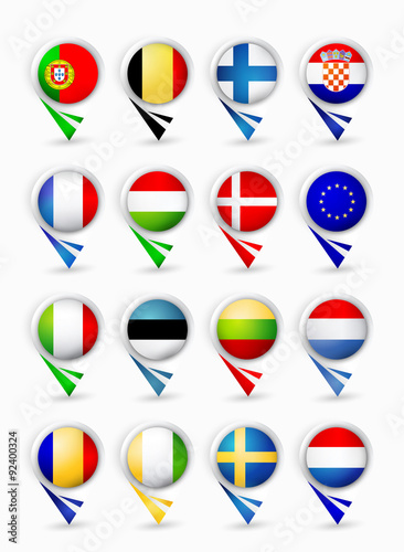 European Union members map pointers with flags.Part 1 #92400324