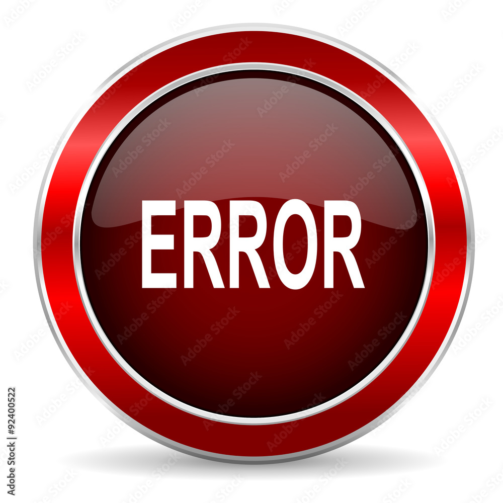 error red circle glossy web icon, round button with metallic border error red circle glossy web icon, round button with metallic border
